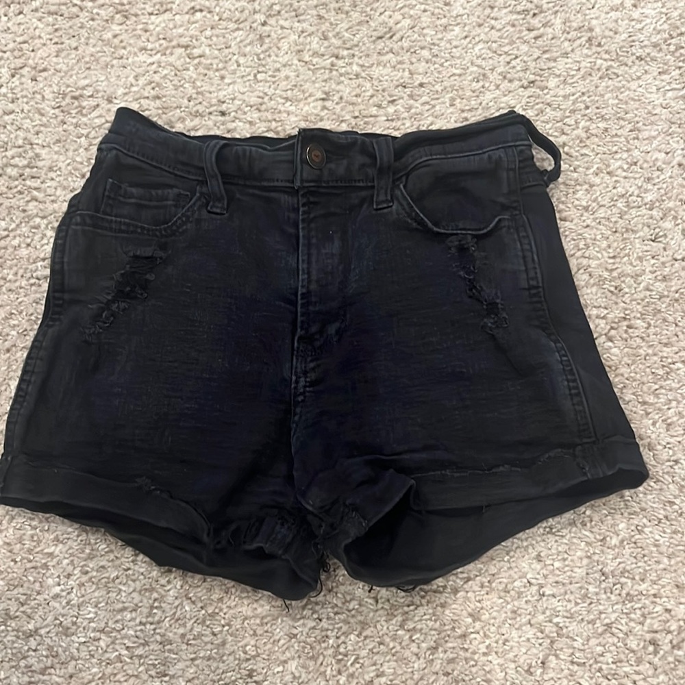 Black cuffed short shorts. Size: 0